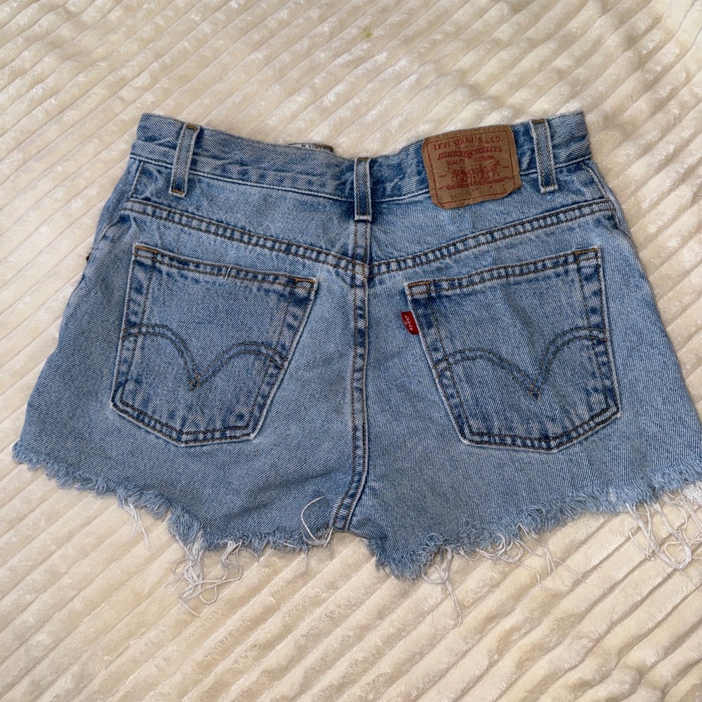 Levi's Women's Light Blue Frayed Jean Shorts